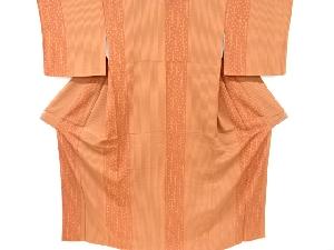 竹縞に花模様小紋着物